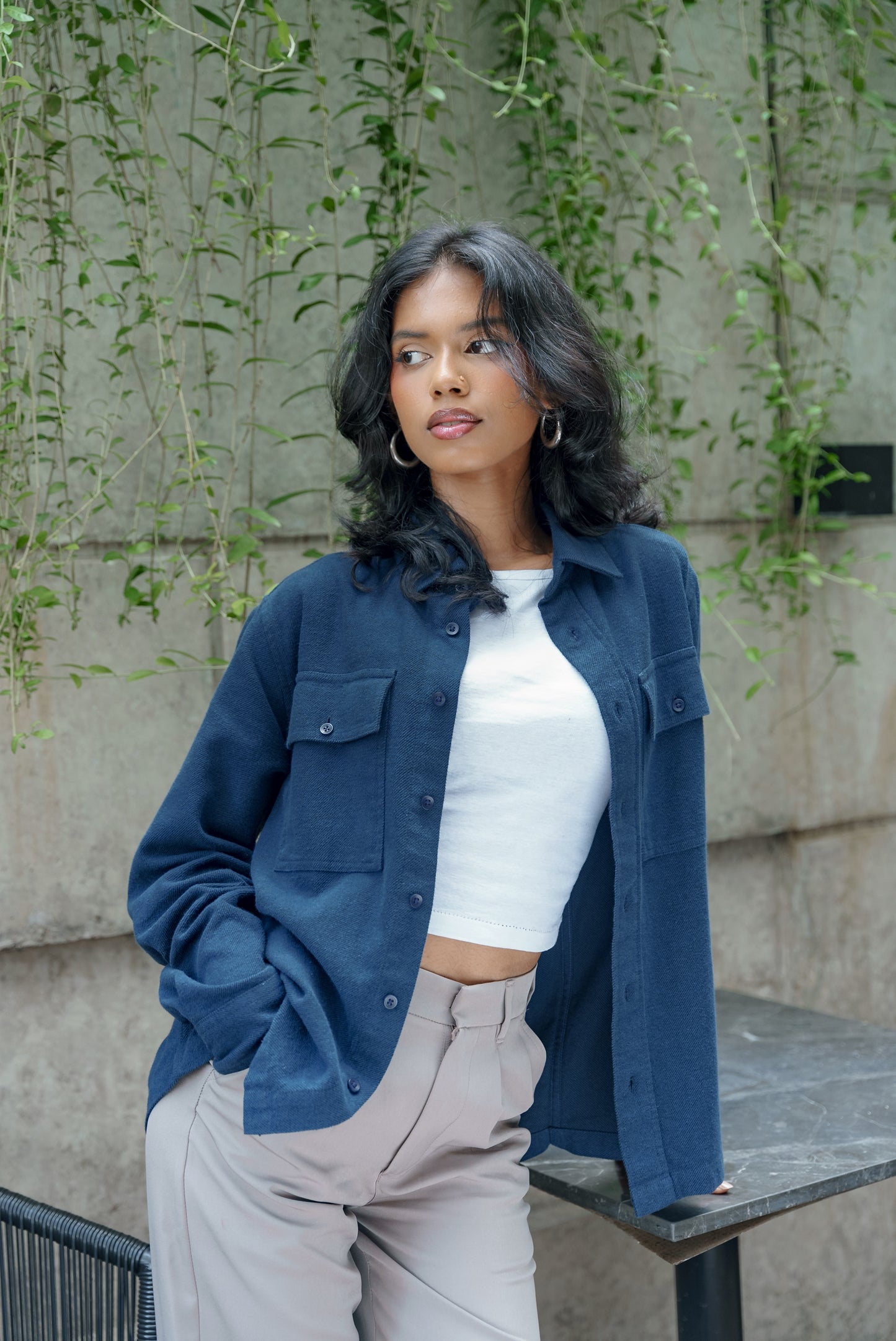 Flannel - Unisex - Navy - Dual Pocket Shirts