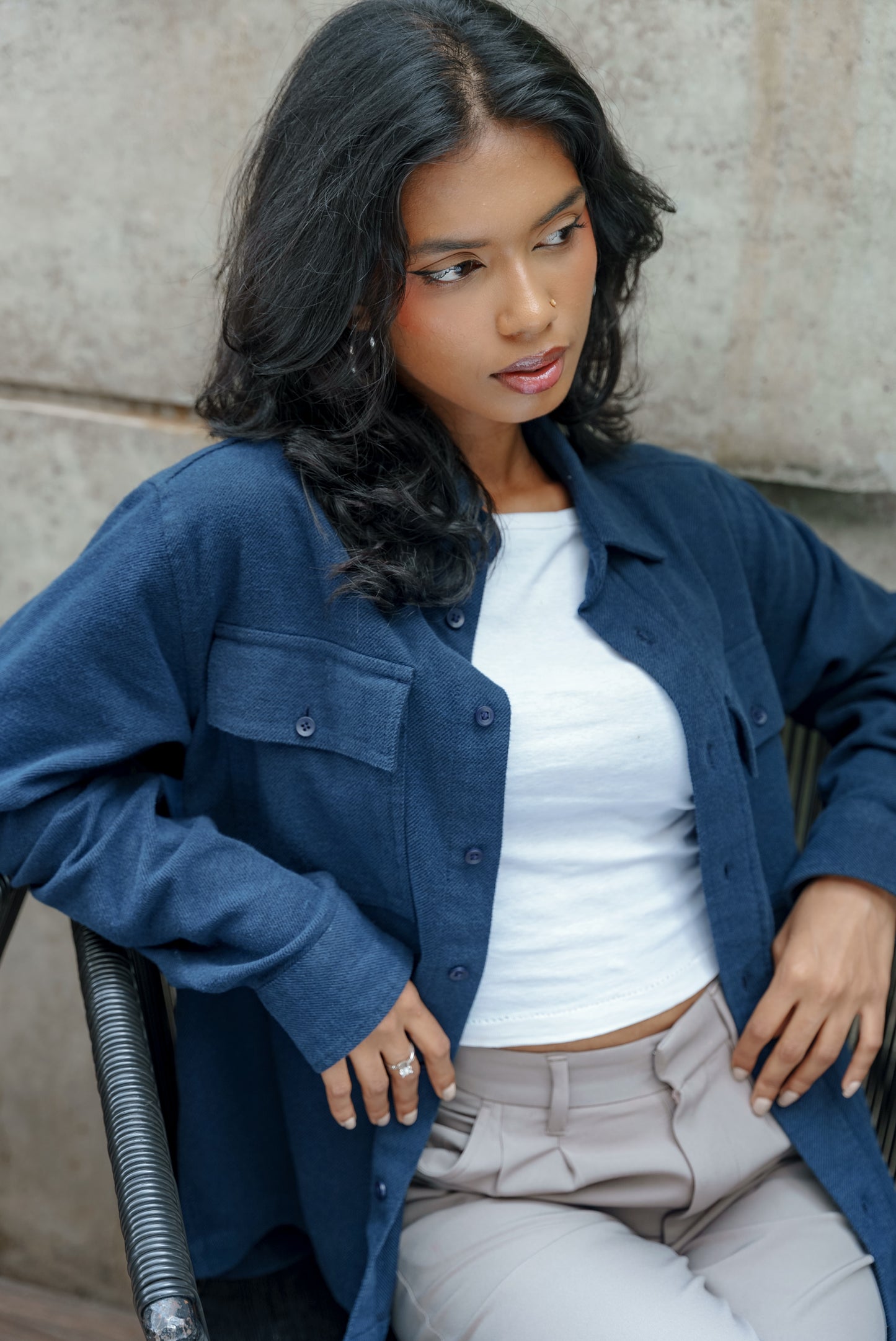 Flannel - Unisex - Navy - Dual Pocket Shirts