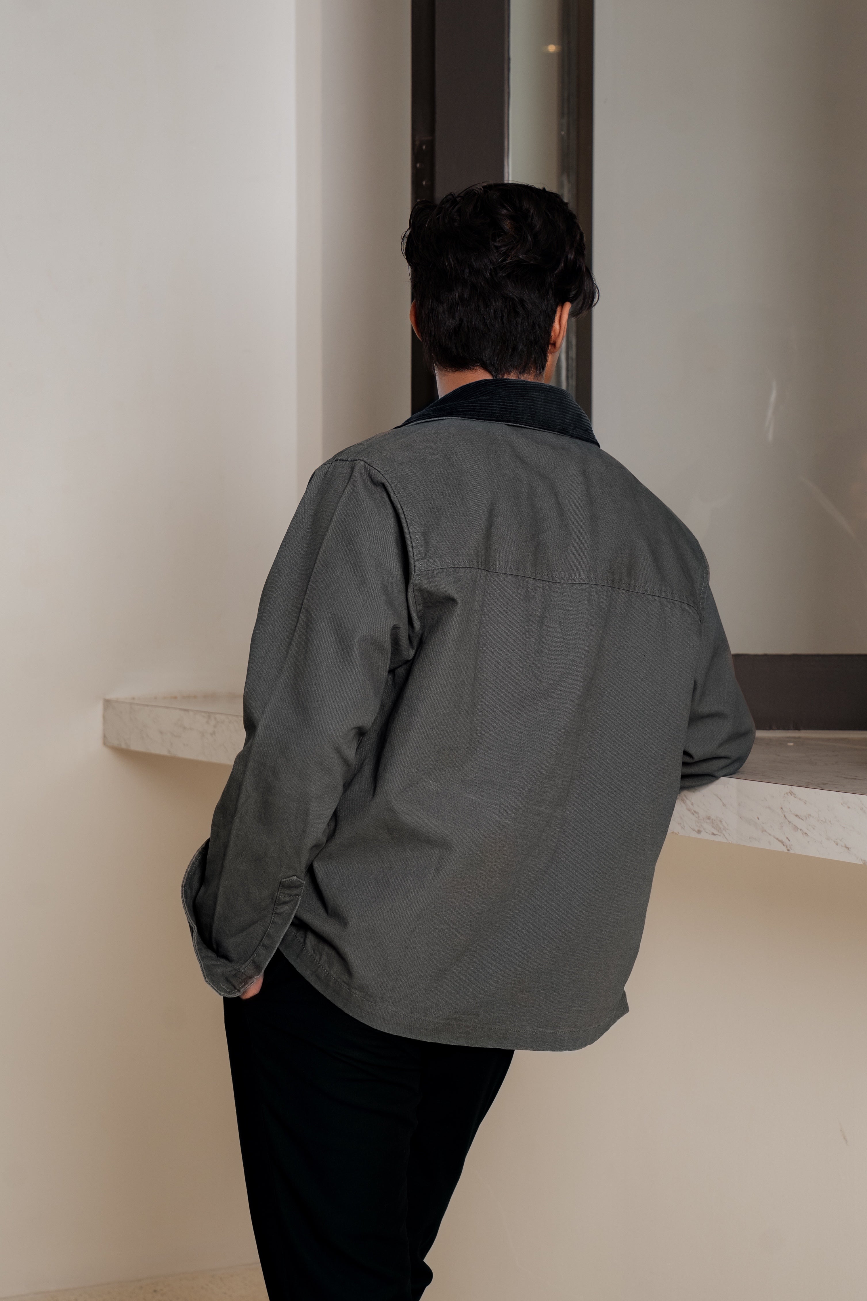 Chore Utility Jacket for Men - Charcoal Body with Black Contrast Collar