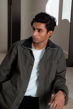 Lightweight Chore Utility Shirt - Charcoal Body with Black Contrast Collar