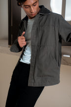 Lightweight Chore Utility Shirt - Charcoal Body with Black Contrast Collar