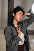 Lightweight Chore Utility Shirt  - Charcoal Body with Black Contrast Collar -  Unisex