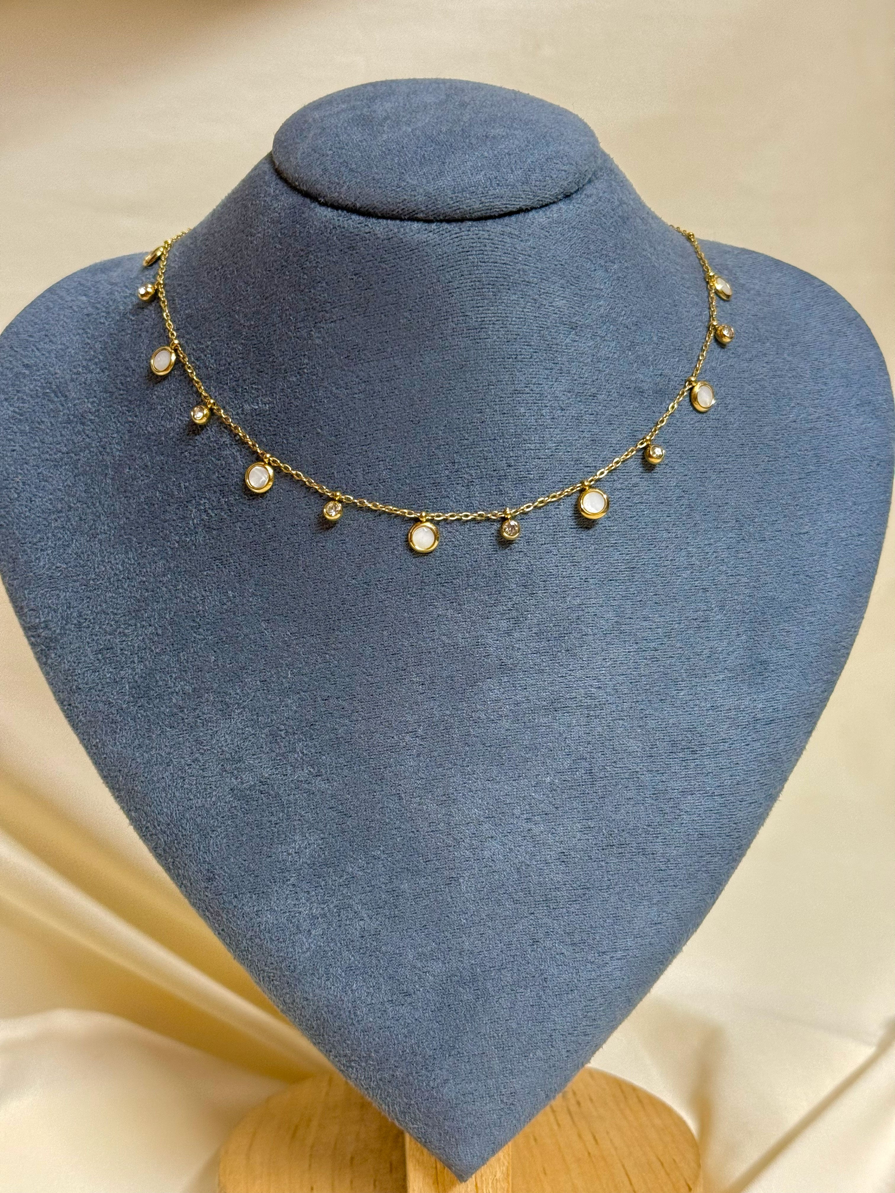 Disc Dangle Necklace - White Disc