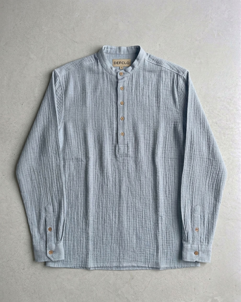 Waffle Henley Katua - Sky Blue