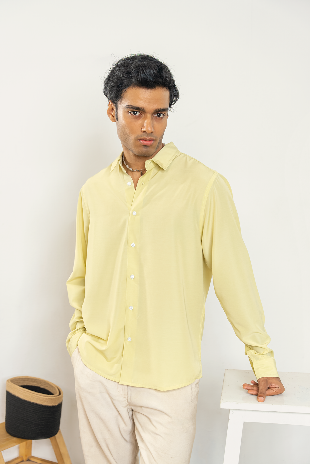 Lime Green Long Sleeve Shirt For Men
