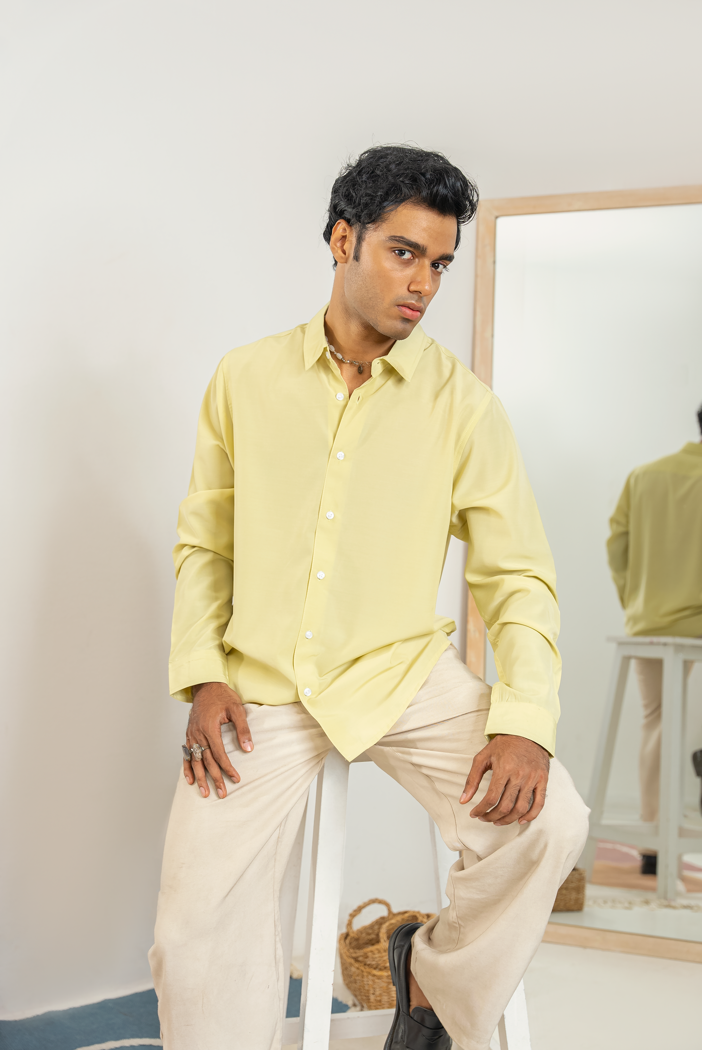 Lime Green Long Sleeve Shirt For Men