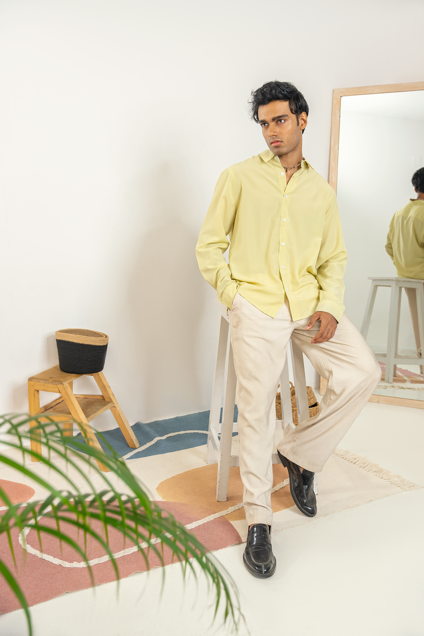 Lime Green Long Sleeve Shirt For Men