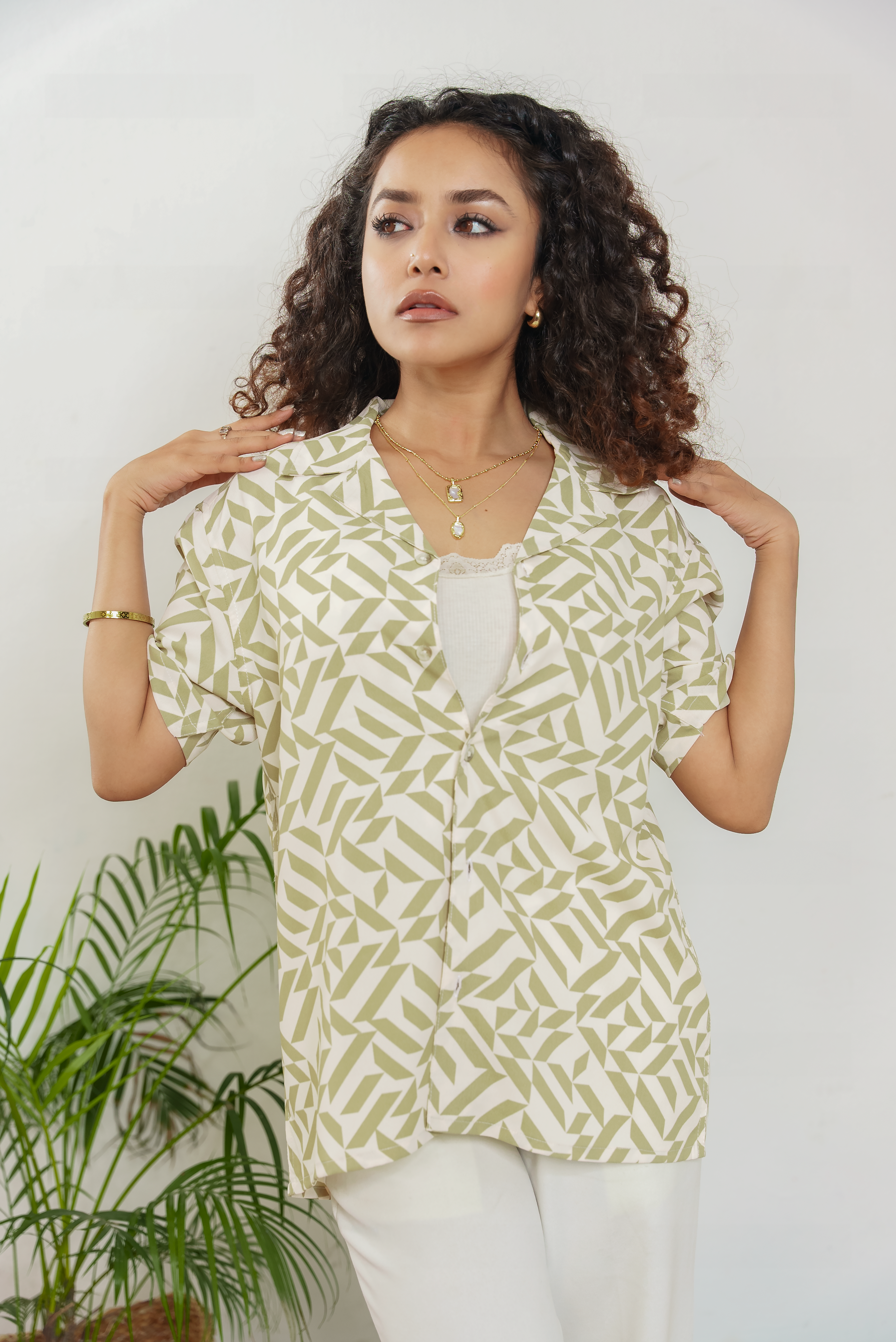 Cordaro Cuba - Off White Olive Print Cuba - Cuban Shirt - Unisex