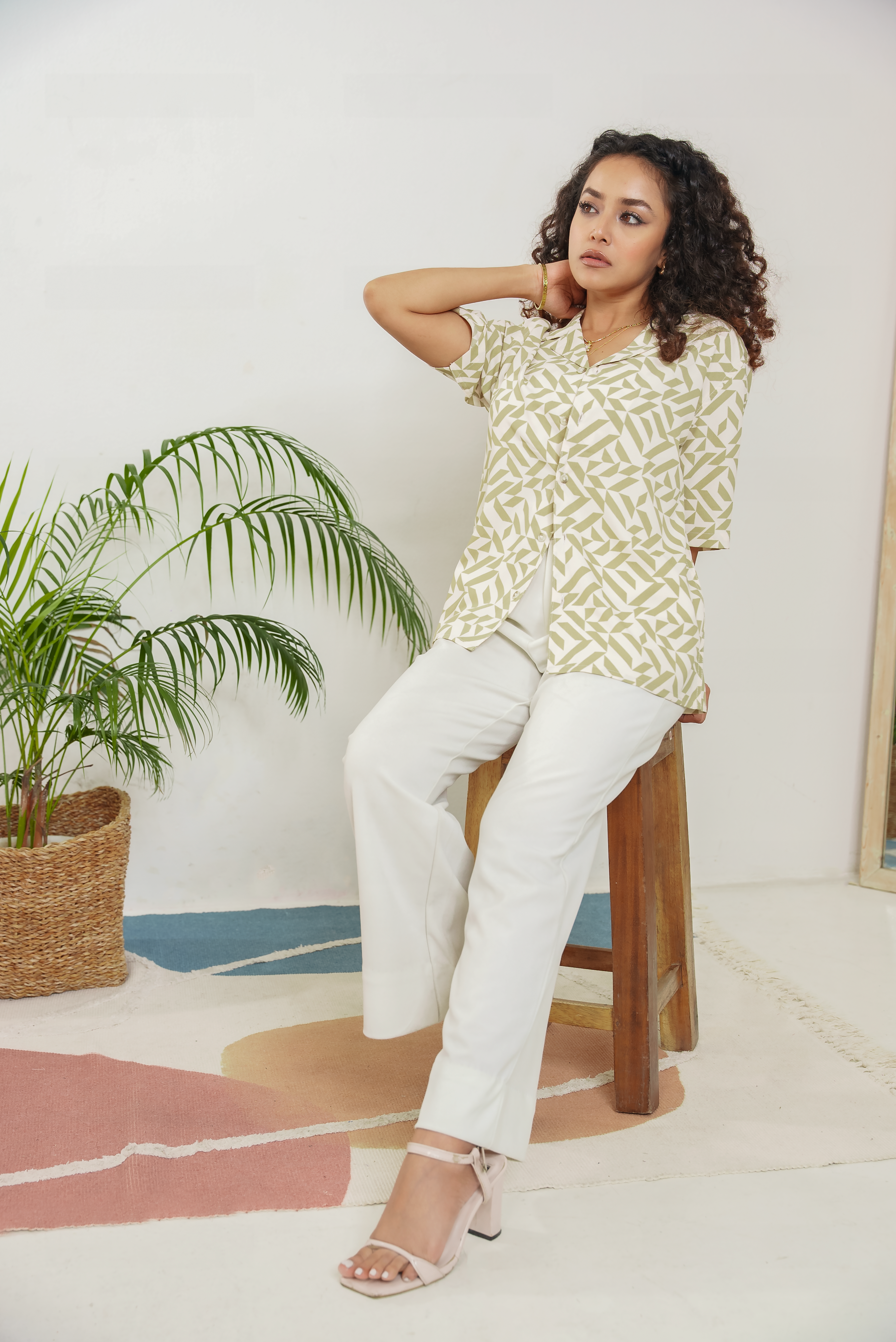 Cordaro Cuba - Off White Olive Print Cuba - Cuban Shirt - Unisex