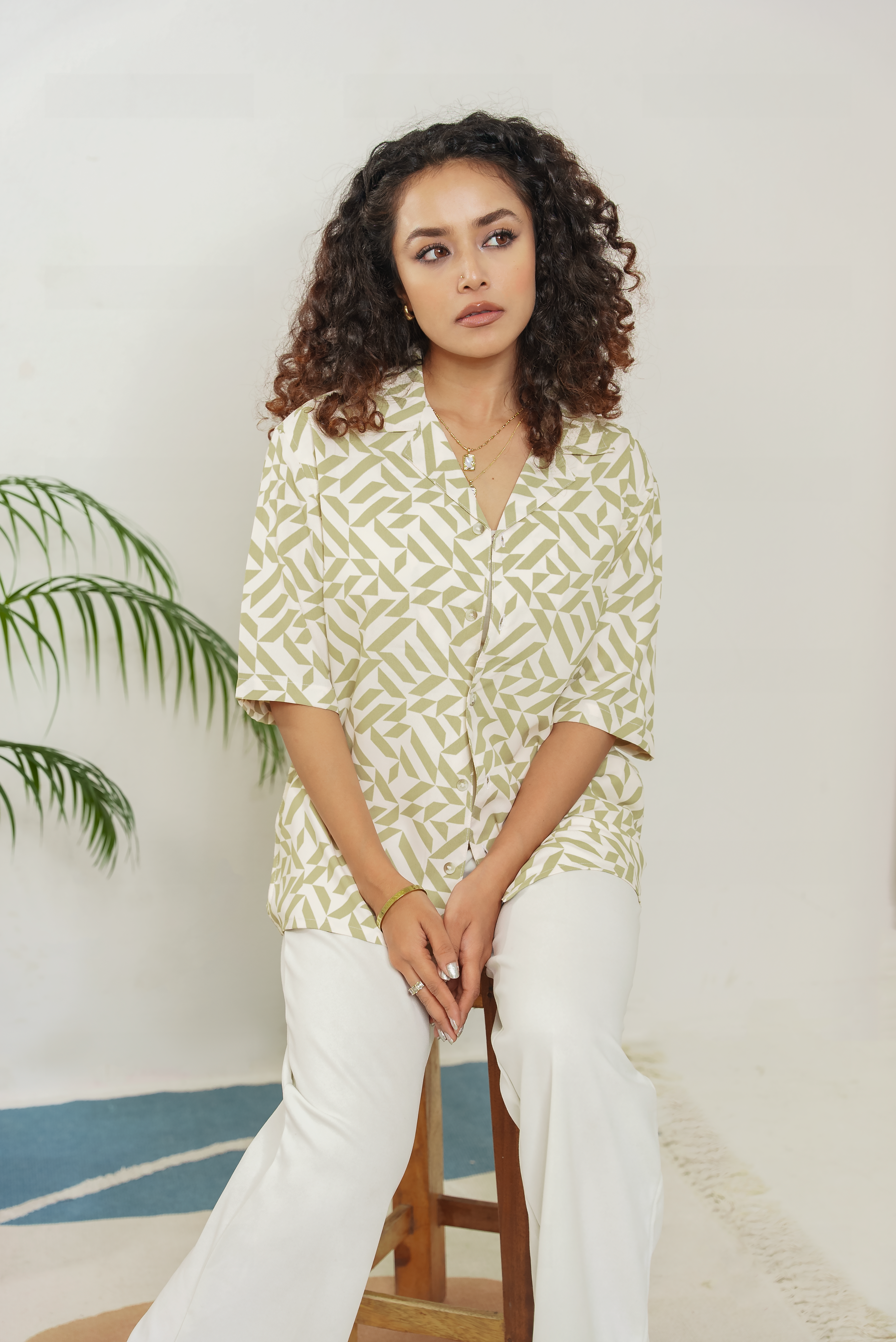 Cordaro Cuba - Off White Olive Print Cuba - Cuban Shirt - Unisex