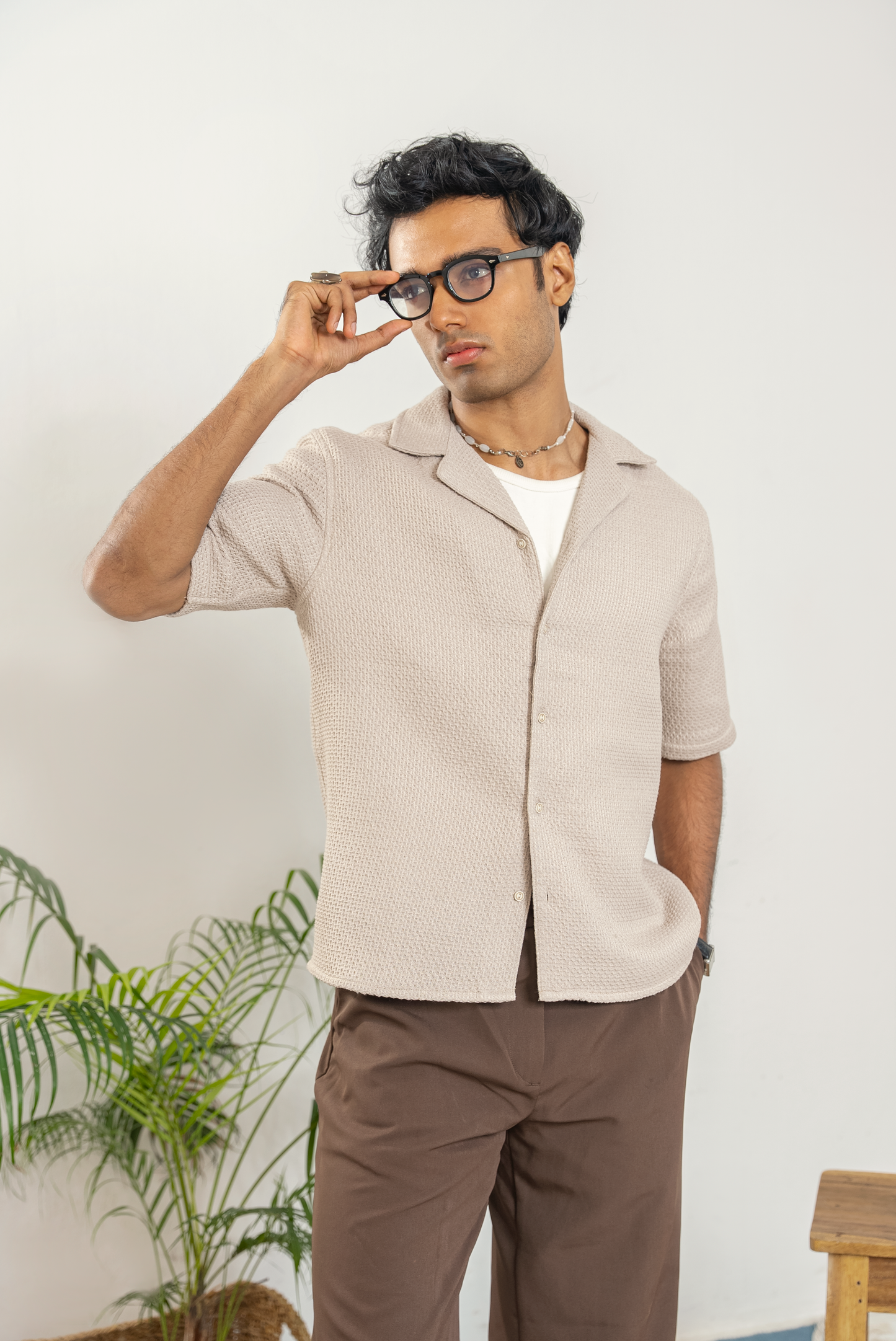 Cordaro Cuba - Vintage Taupe Textured Cuba - Cuban Shirt For Men