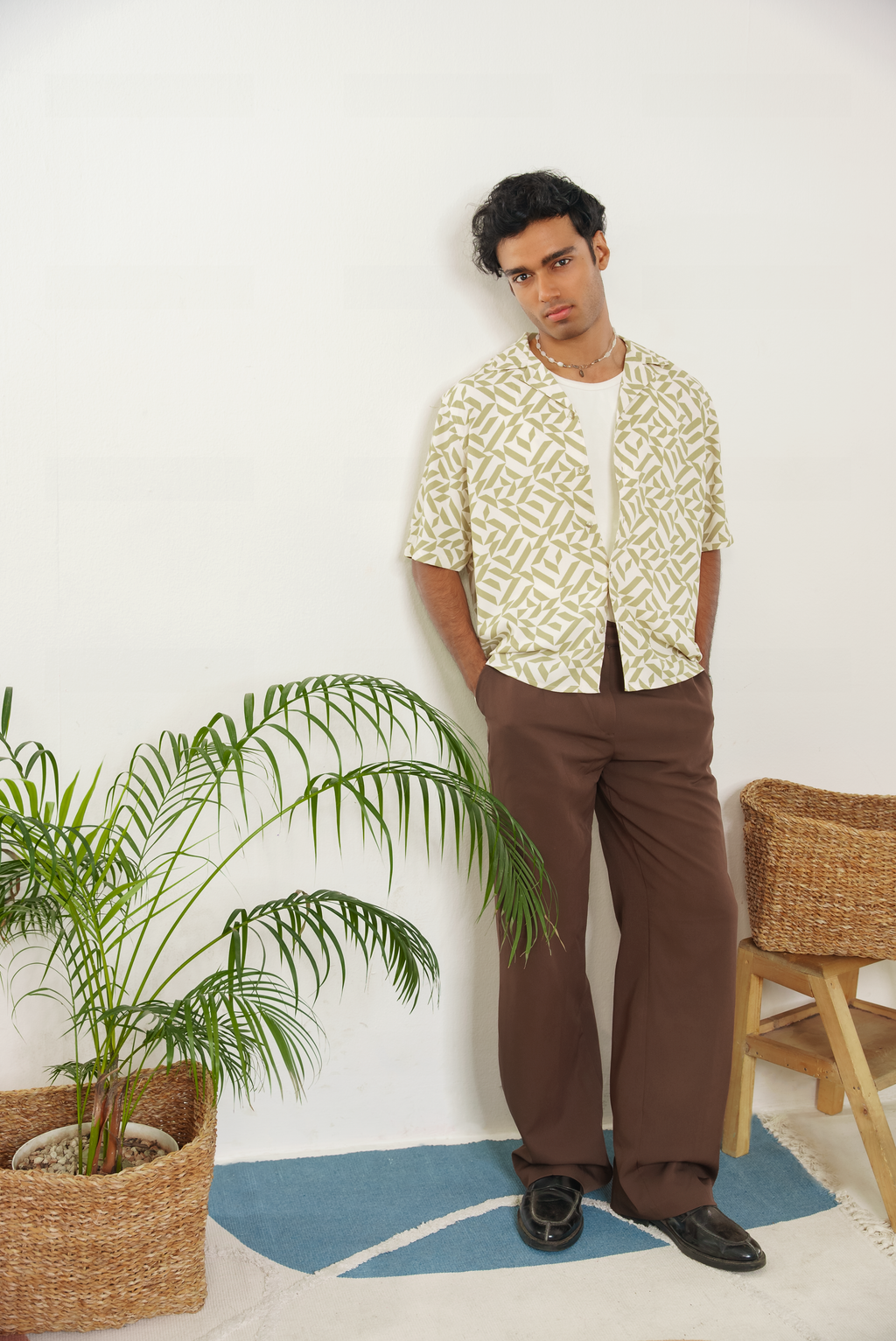 Cordaro Cuba - Off White Olive Print Cuba - Cuban Shirt For Men