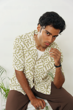 Cordaro Cuba - Off White Olive Print Cuba - Cuban Shirt For Men
