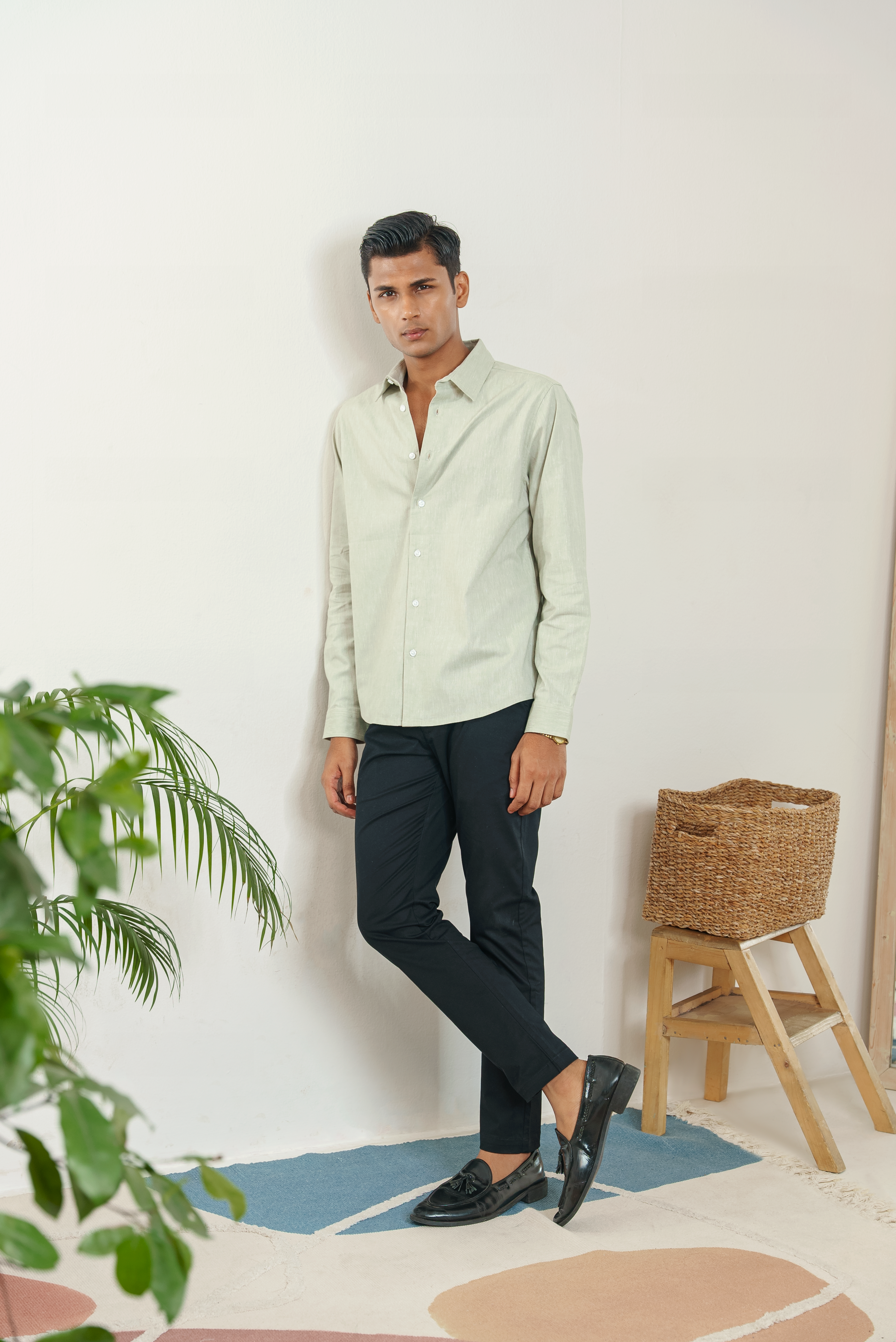 Pistachio Long Sleeve Shirt For Men
