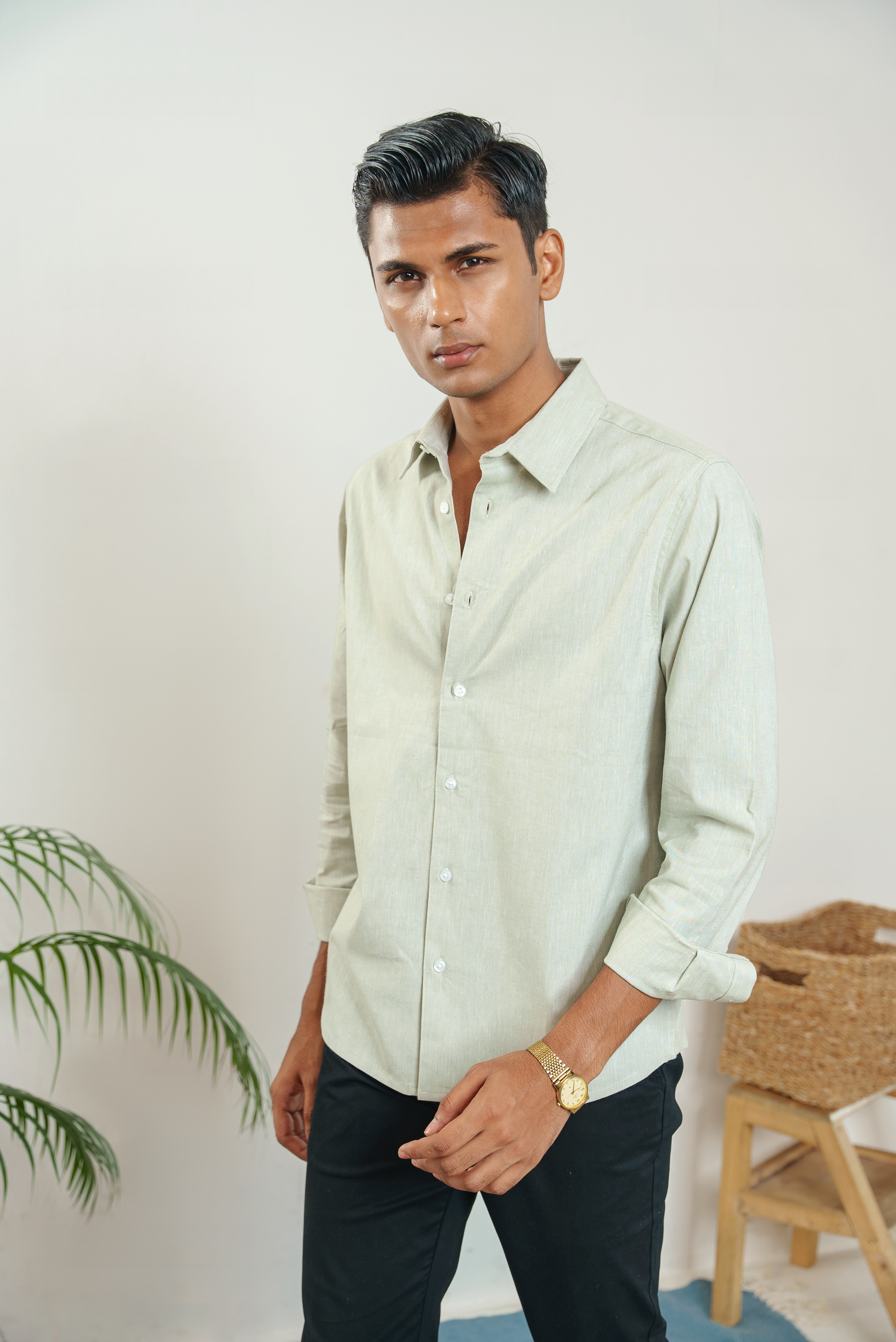 Pistachio Long Sleeve Shirt For Men