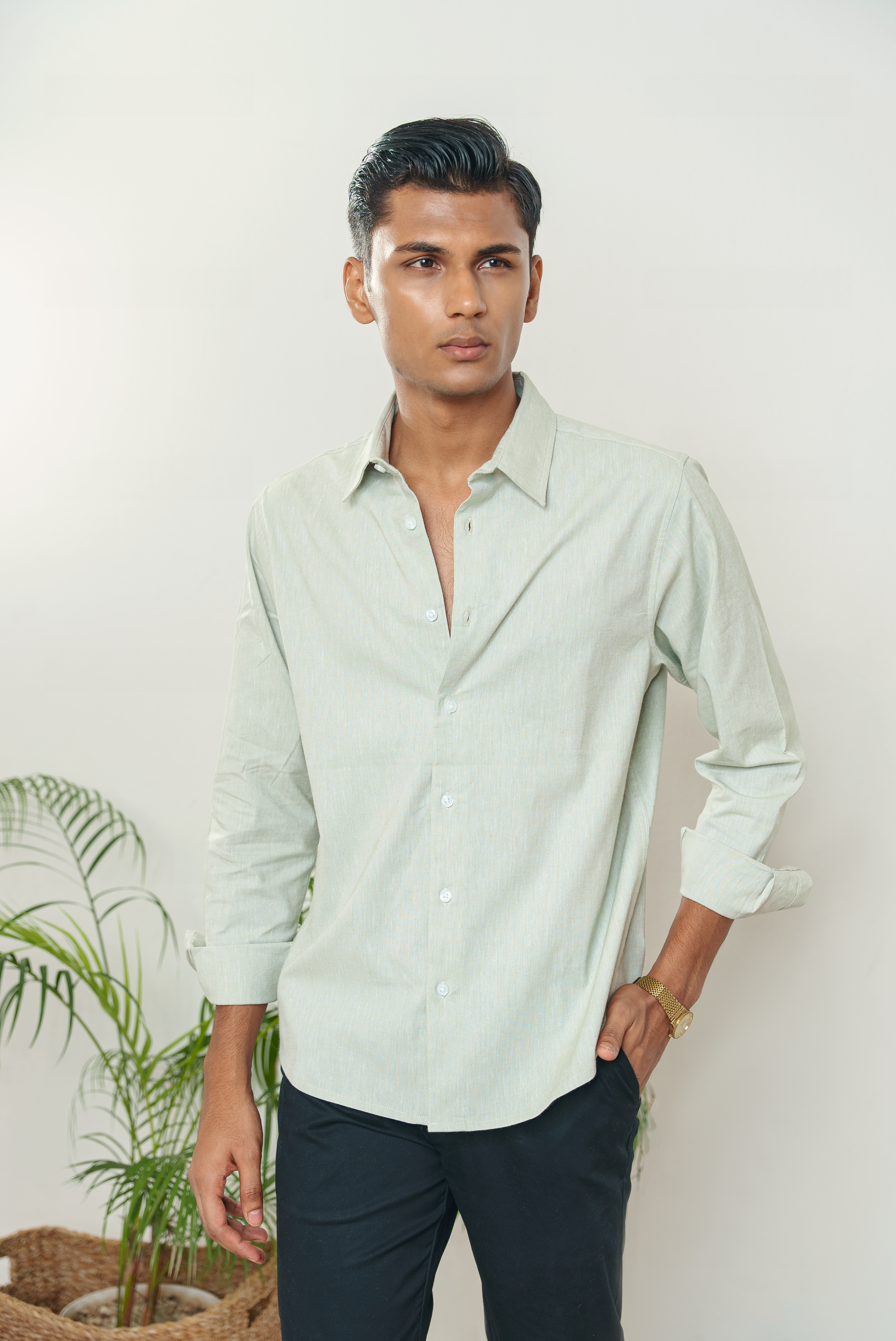 Pistachio Long Sleeve Shirt For Men
