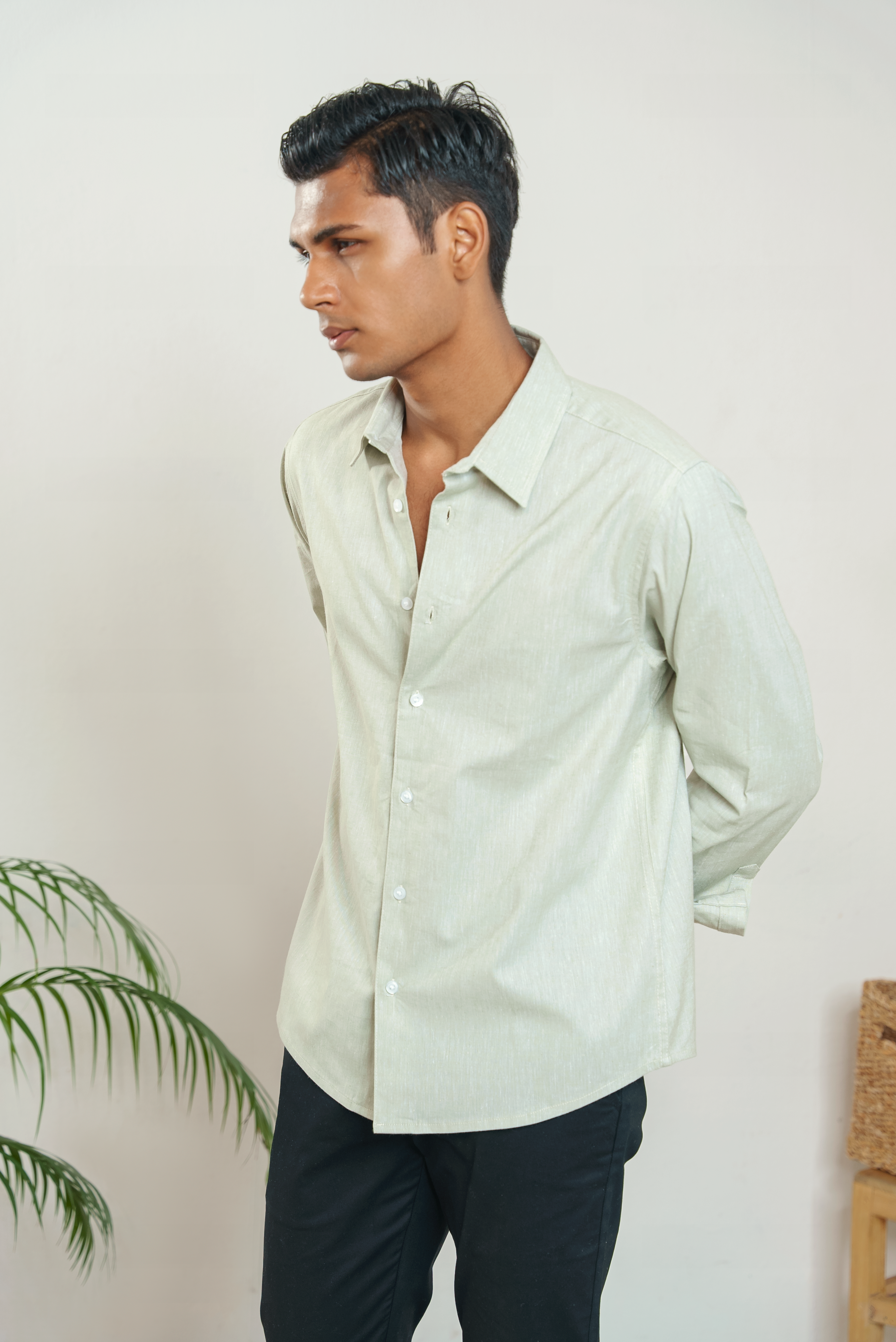 Pistachio Long Sleeve Shirt For Men