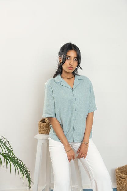 Cordaro Cuba - Aqua Textured Cuba - Cuban Shirt - Unisex