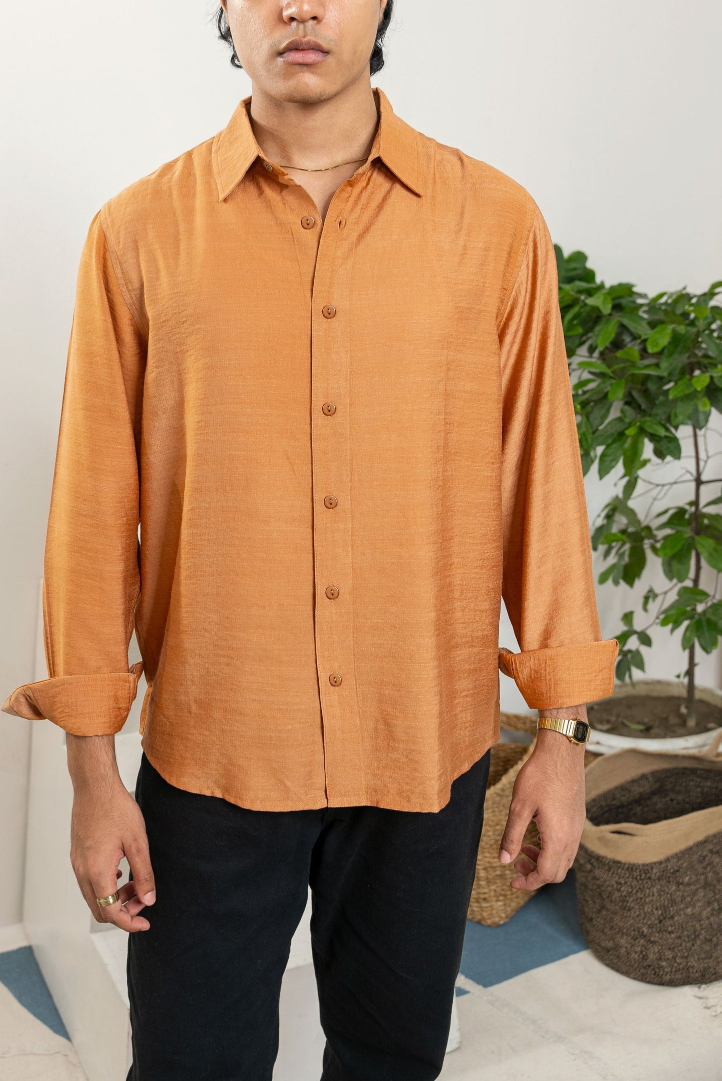 Amber - Relaxed Long Sleeve Shirt For Men