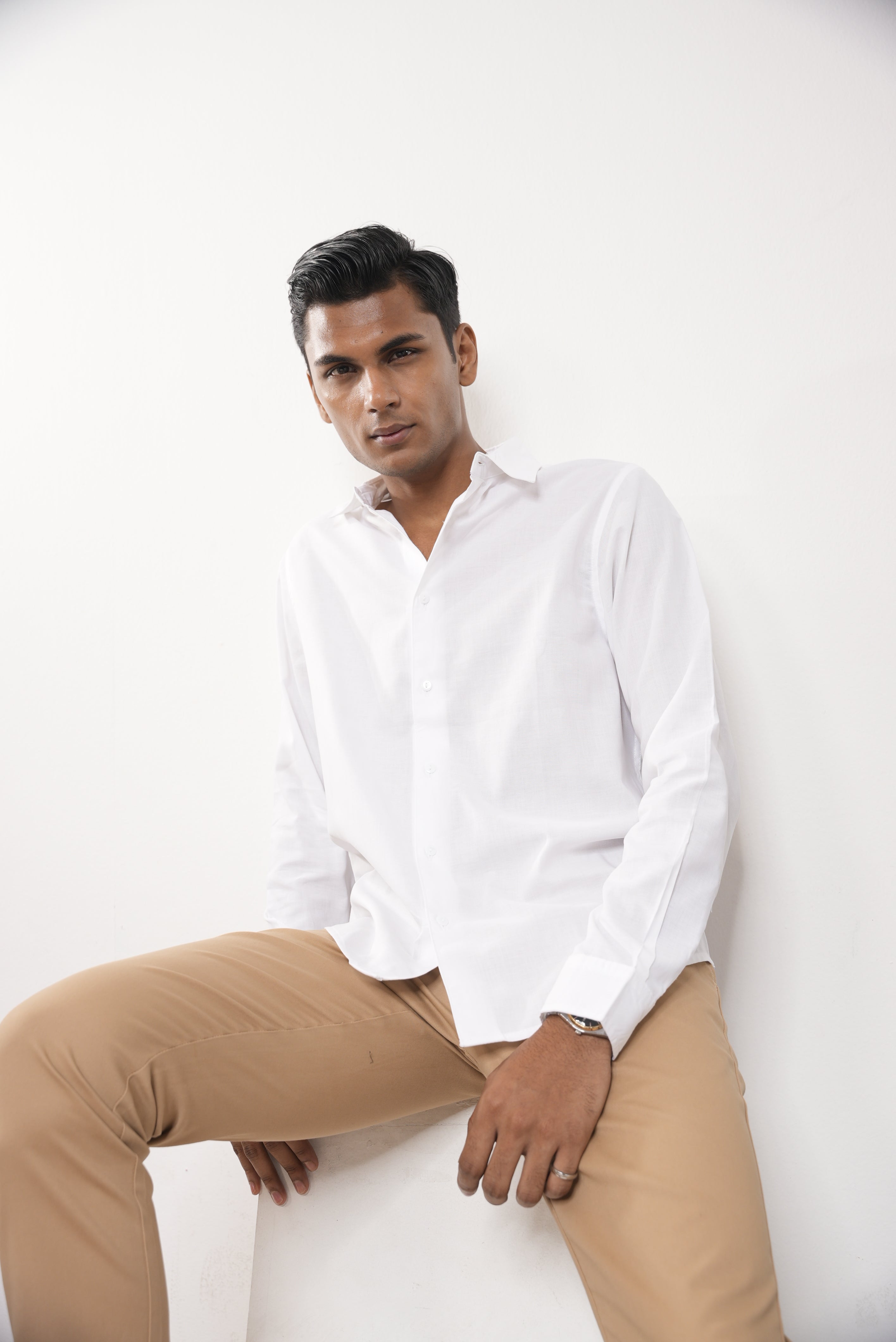 White - Long Sleeve Shirt For Men