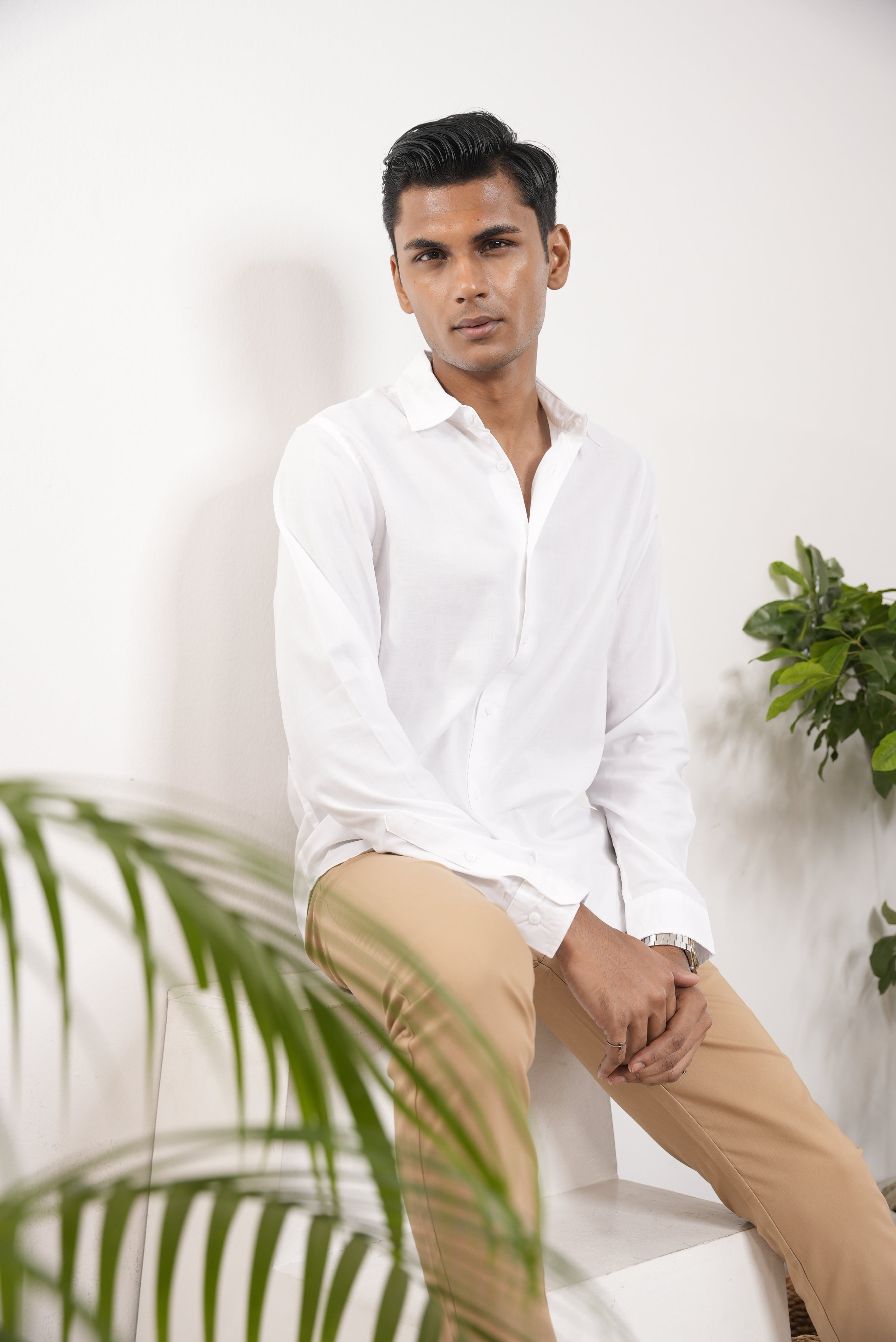 White - Long Sleeve Shirt For Men