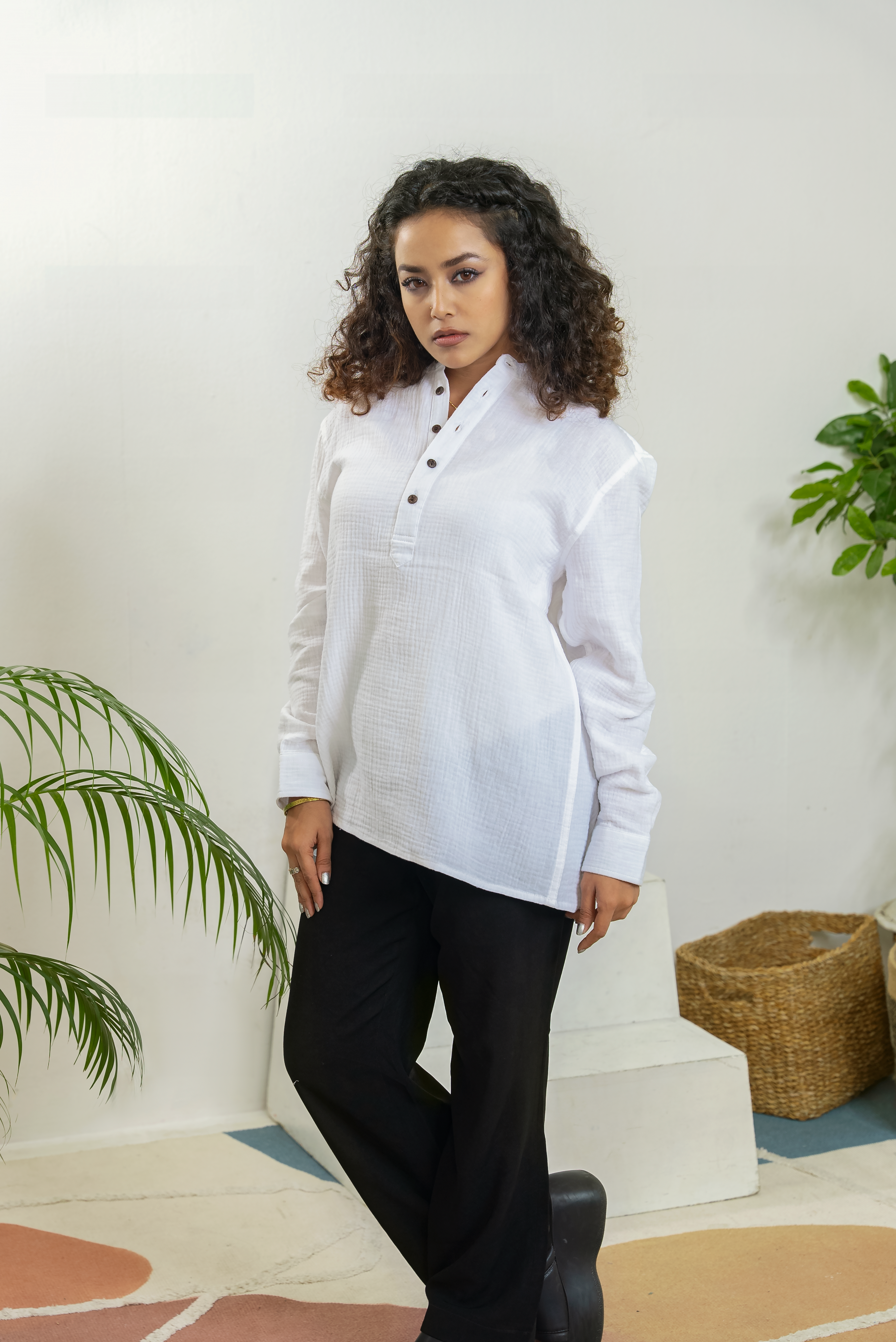 Waffle Henley - Katua - Unisex - White