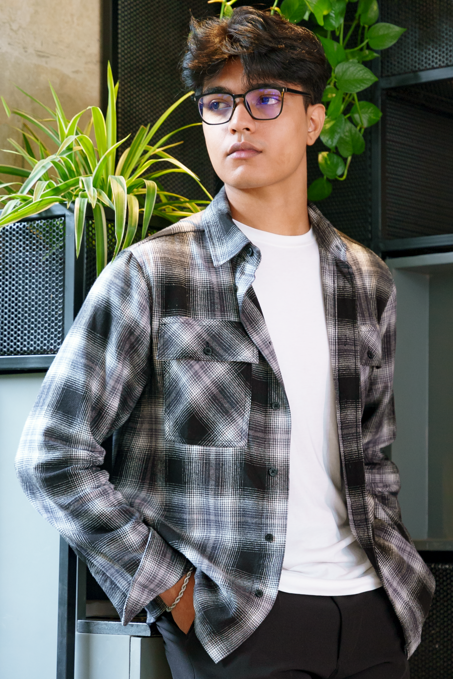 Flannel for Men - Black and White - Dual Pocket Shirts