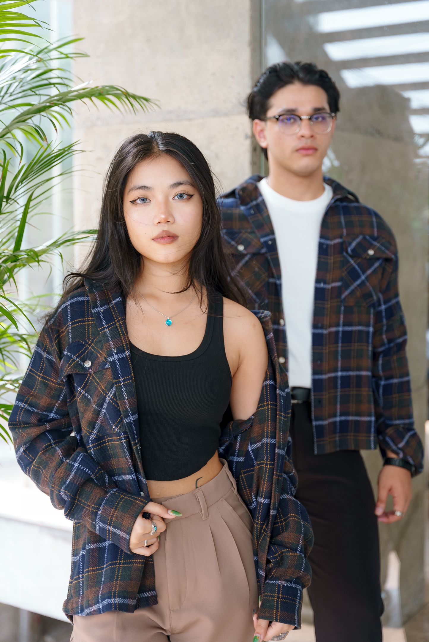 Flannel - Unisex - Moss and Navy - Dual Pocket Shirts