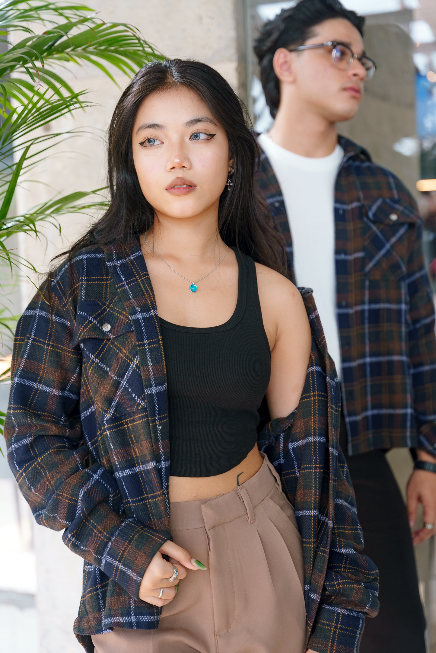 Flannel - Unisex - Moss and Navy - Dual Pocket Shirts