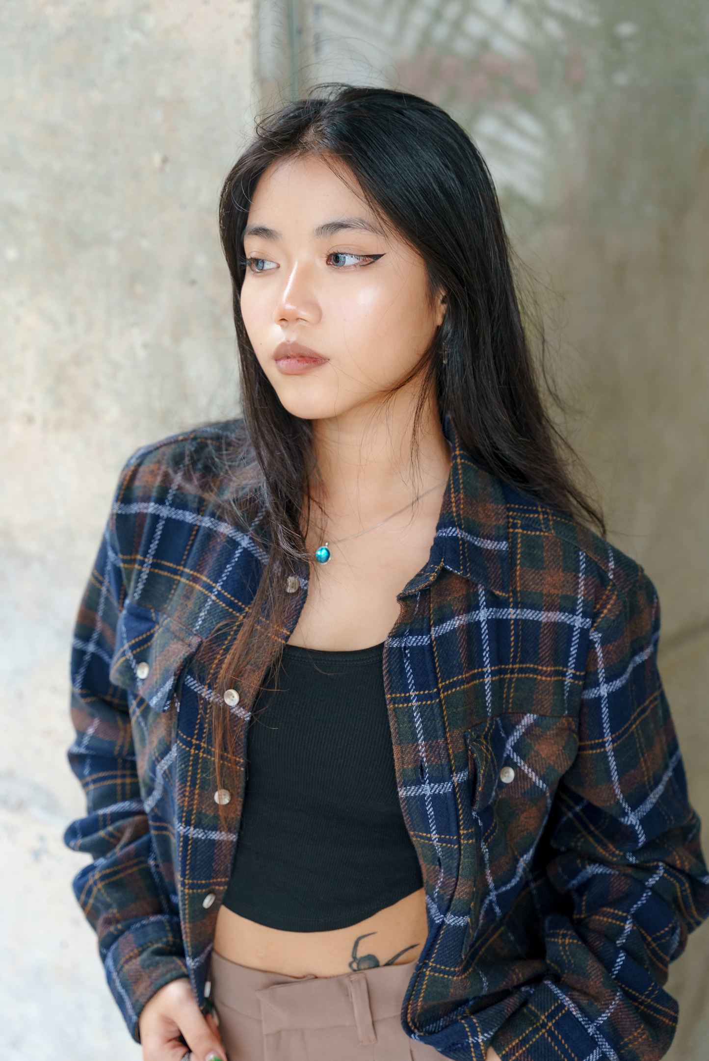 Flannel - Unisex - Moss and Navy - Dual Pocket Shirts