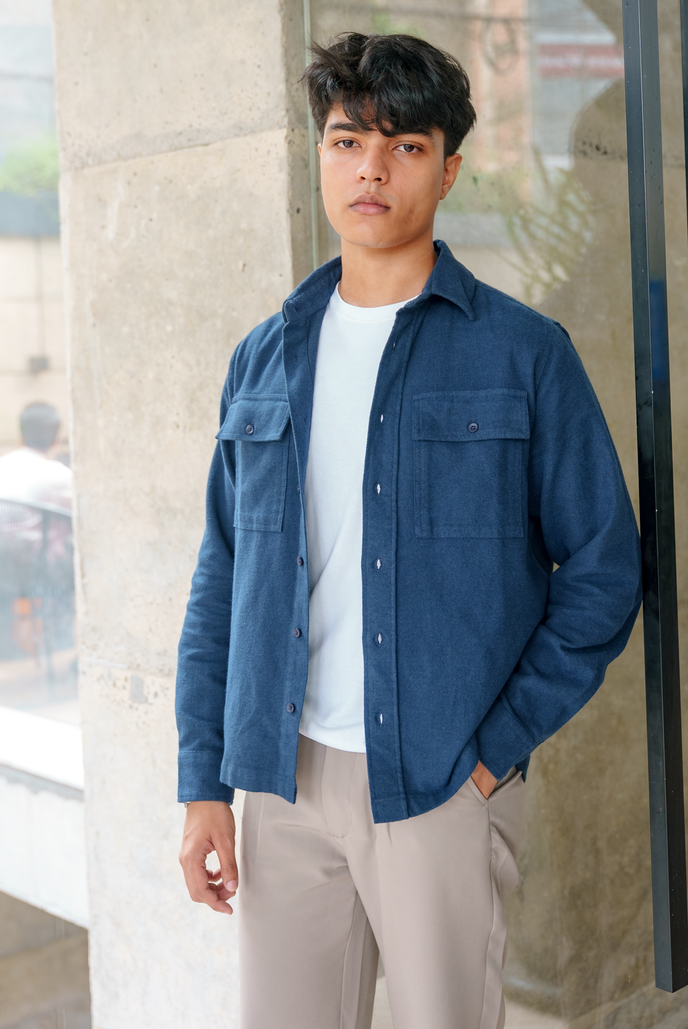 Flannel for Men - Navy - Dual Pocket Shirts
