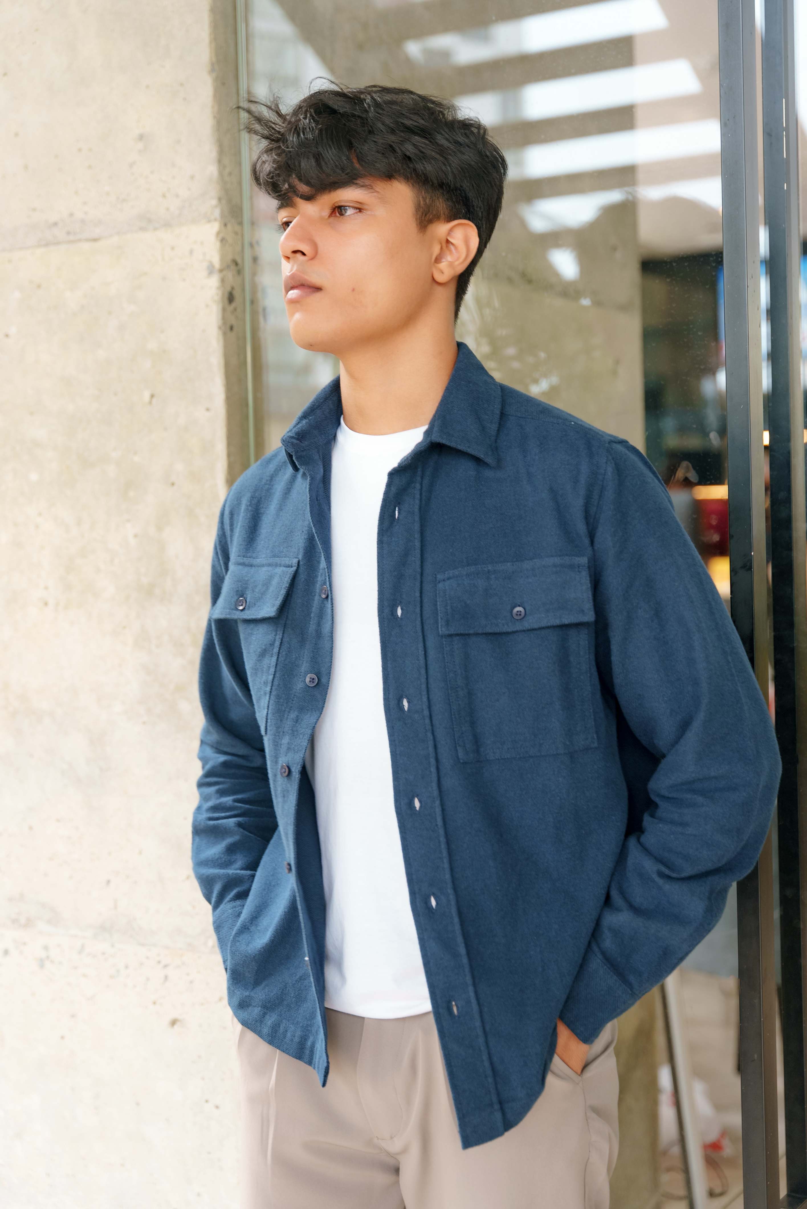 Flannel for Men - Navy - Dual Pocket Shirts