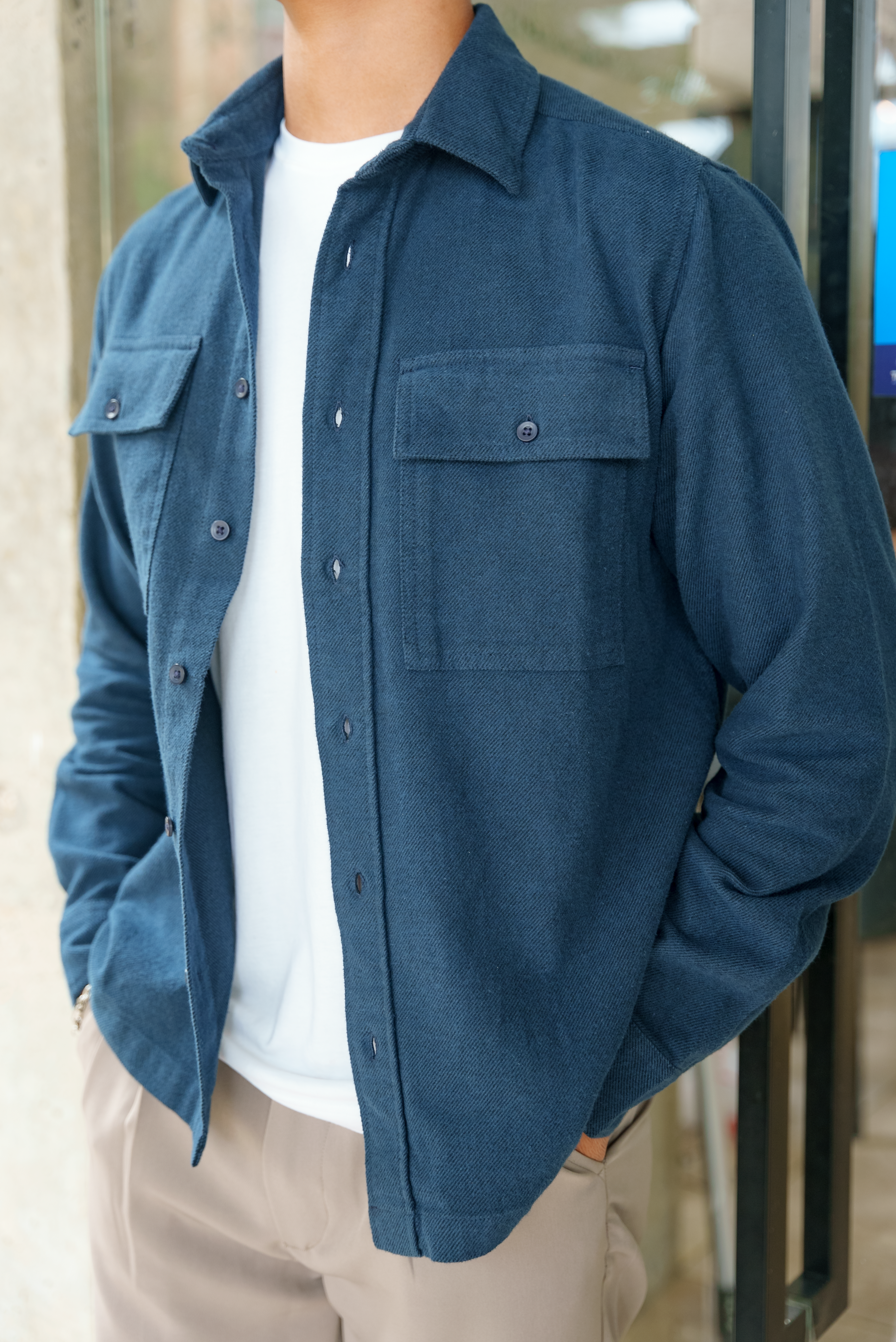Flannel for Men - Navy - Dual Pocket Shirts