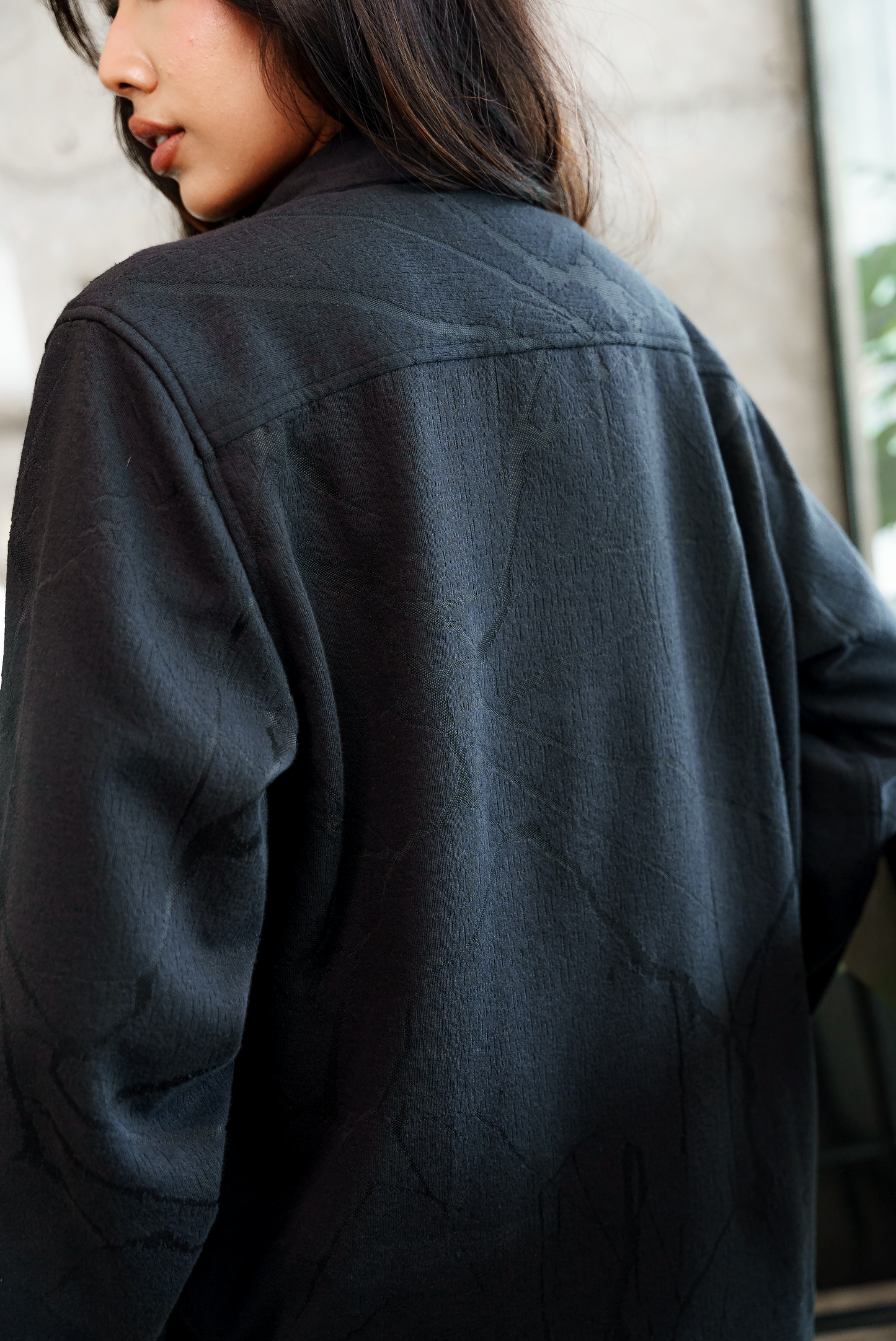 Luxe Marble Textured Shirt - Unisex - Black - Dual Pocket Shirts