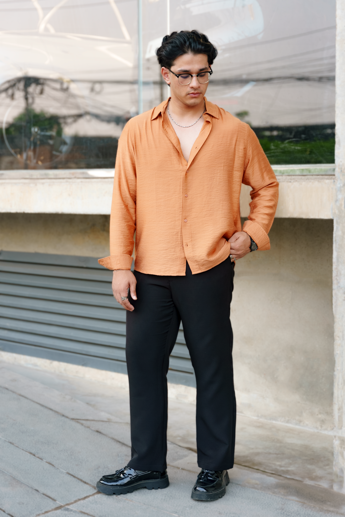 Amber - Relaxed Long Sleeve Shirt For Men