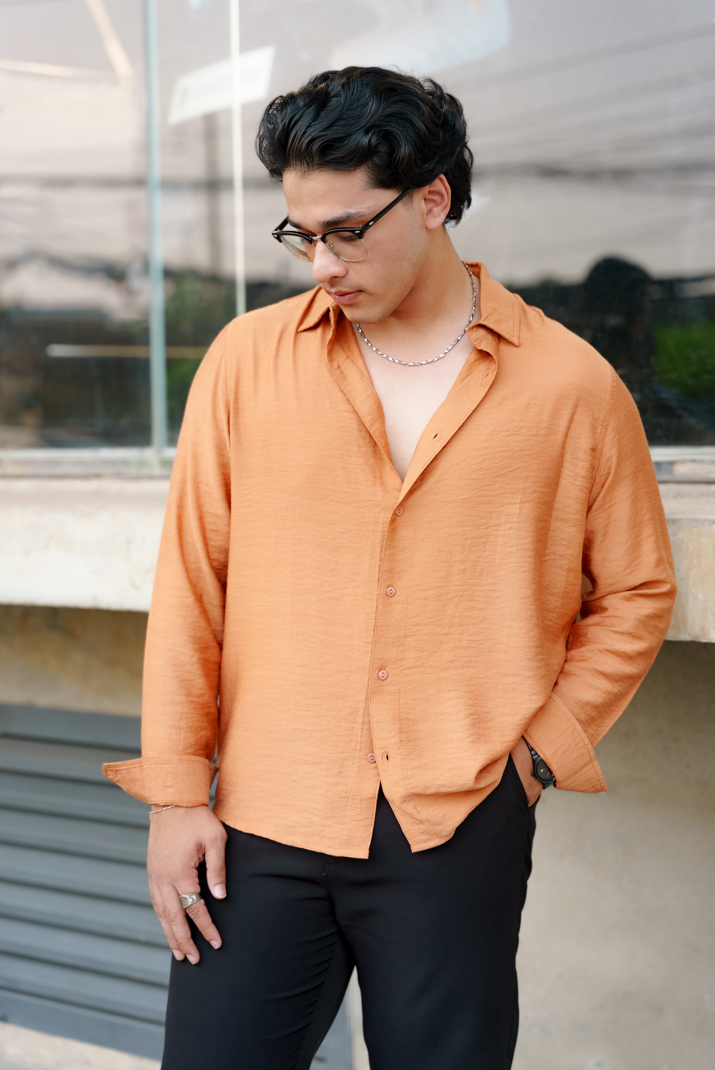 Amber - Relaxed Long Sleeve Shirt For Men