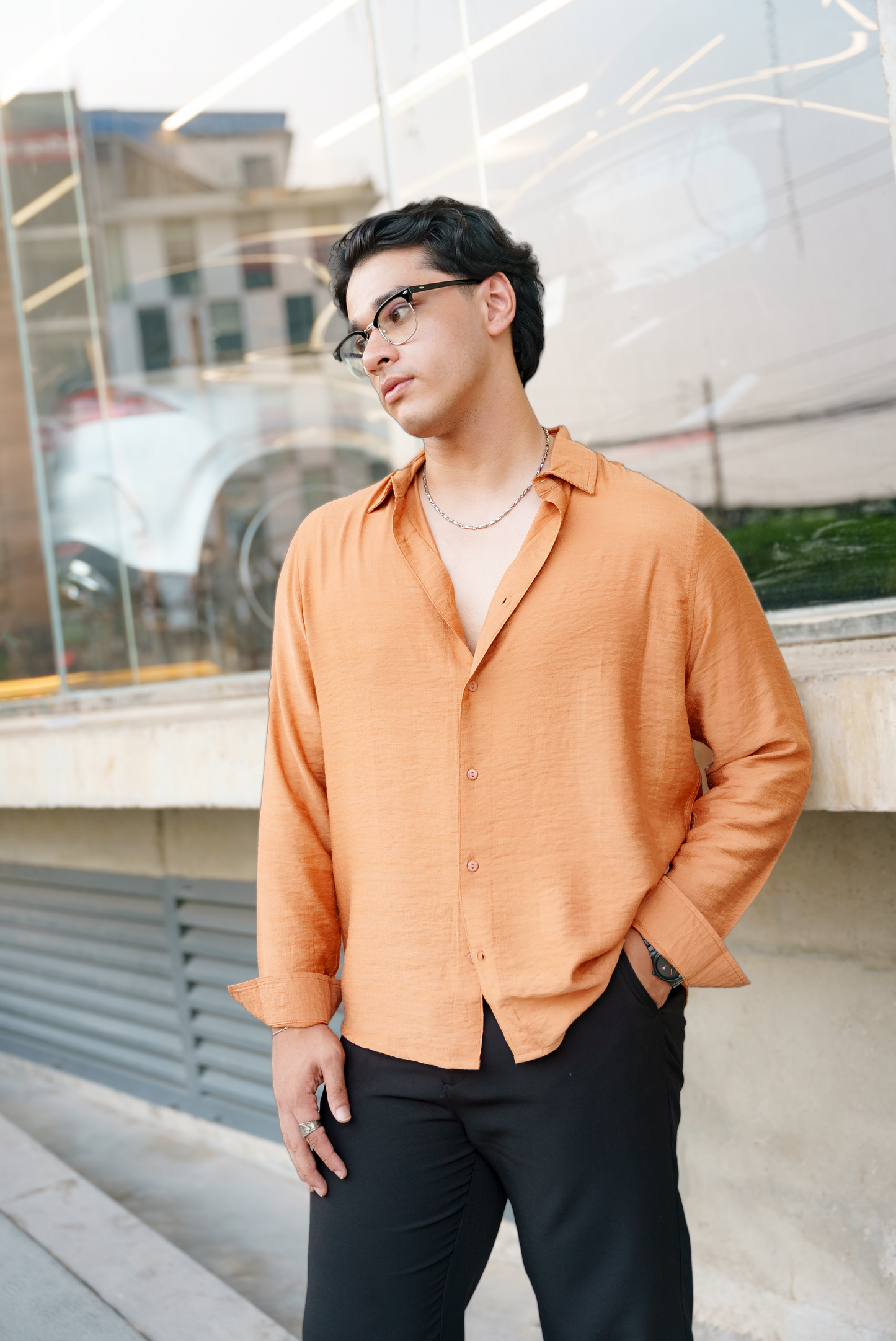 Amber - Relaxed Long Sleeve Shirt For Men