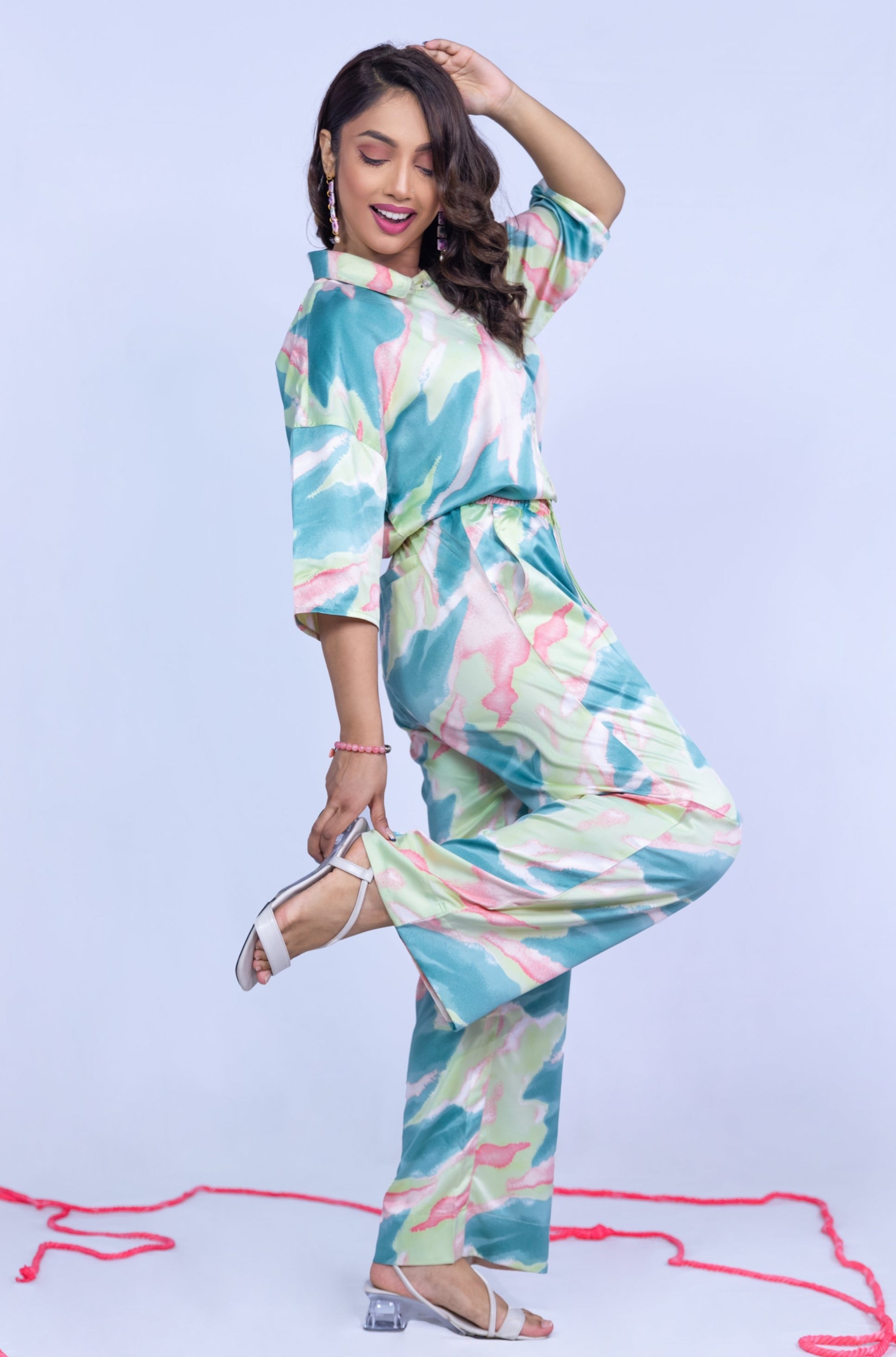 Chic Hues - Straight Legged Pants - Tie Dye print