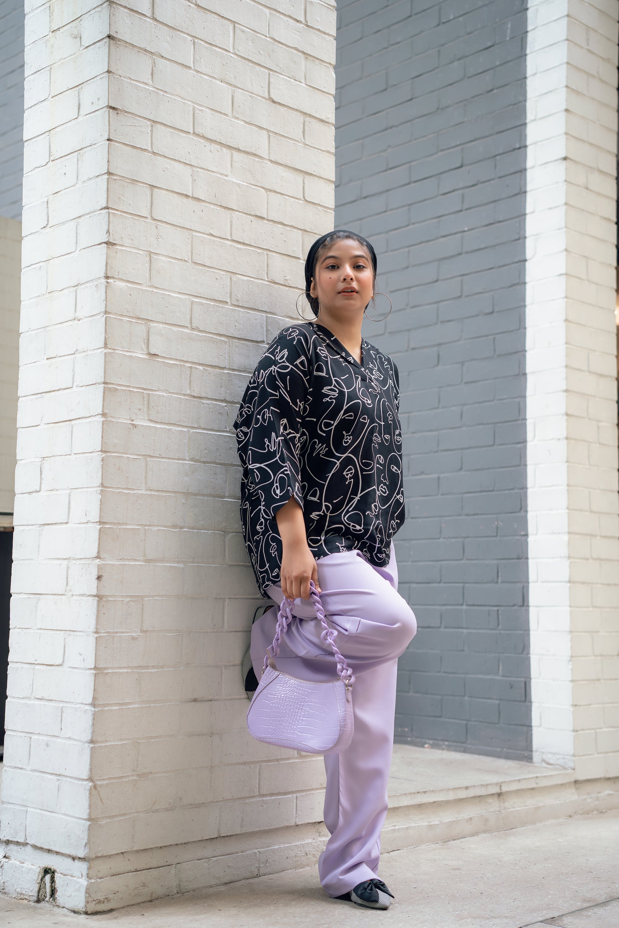 Linear Arts - Collared Top - Black