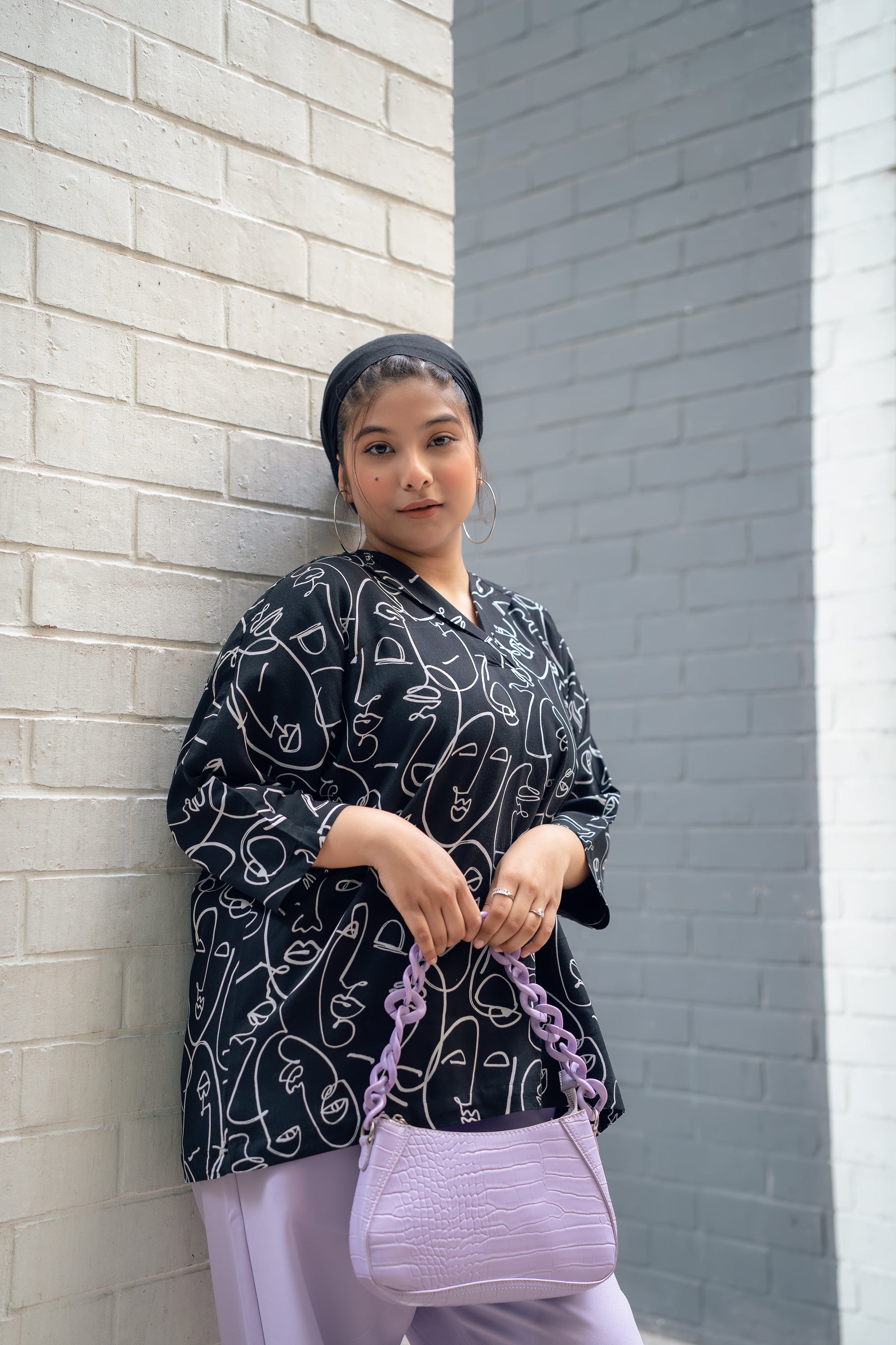 Linear Arts - Collared Top - Black
