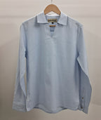 The Amalfi Shirt - Linen Effect V-Placket - Sky Blue - Unisex