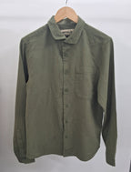 The European Collar - Linen - Long Sleeve Shirt - Dark Olive - Unisex