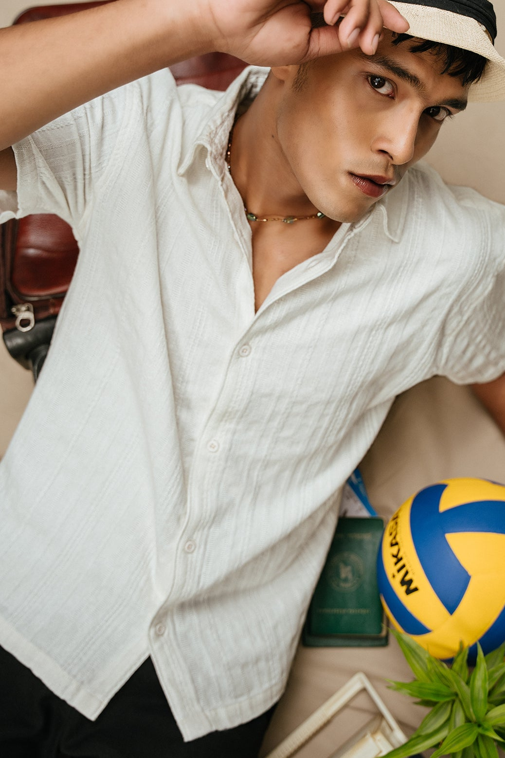 The Porter Shirt - Half Sleeve Boxy Shirt For Men - Textured White