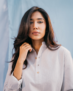 Linen Effect Henley - Light Grey - Unisex