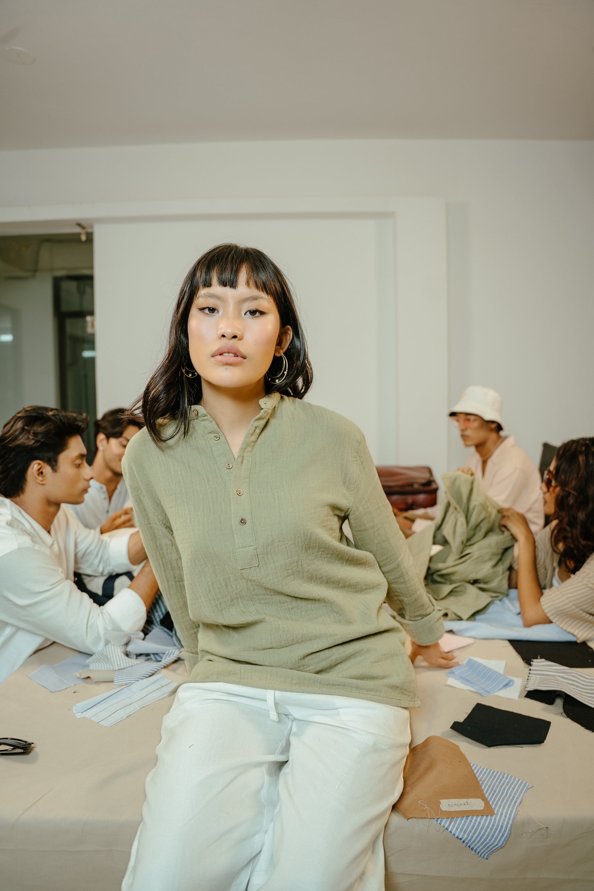 Waffle Henley Katua - Sage Green - Unisex