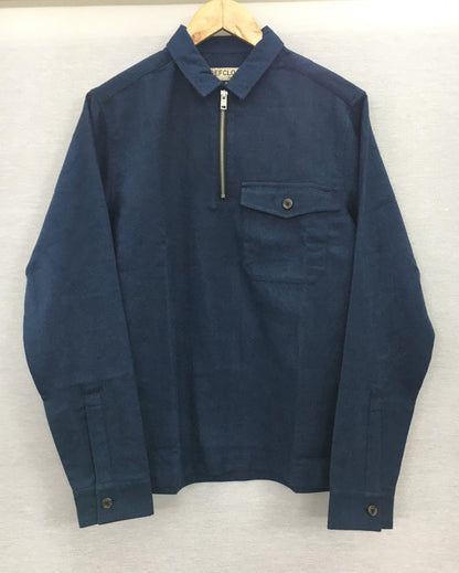 Half Zip Flannel - Unisex - Navy