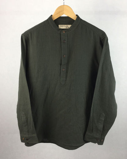 Waffle Henley for Men - Seaweed Green