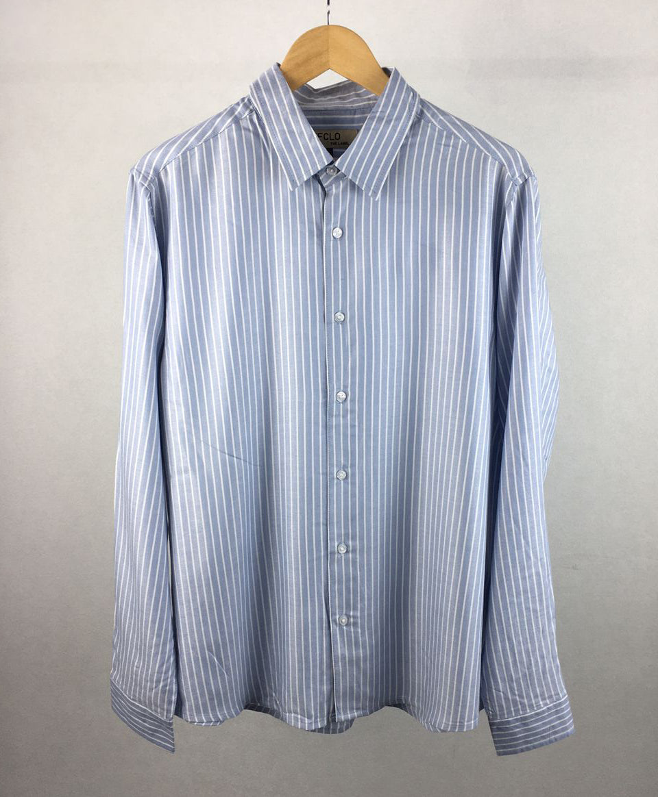 Light Blue Stripe Long Sleeve Shirt For Men