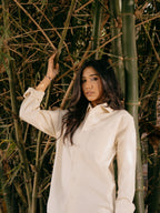 The European Collar - Linen Effect - Long Sleeve Shirt - Butter Yellow - Unisex