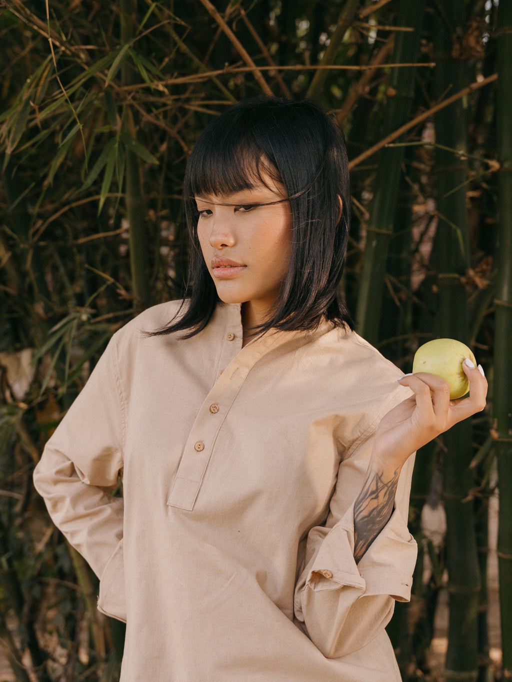 Linen Henley Katua - Beige - Unisex